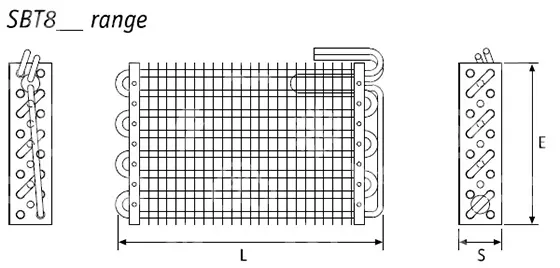 výparník statický Rivacold, SBT850/75, 8 trubek, 75x280x500